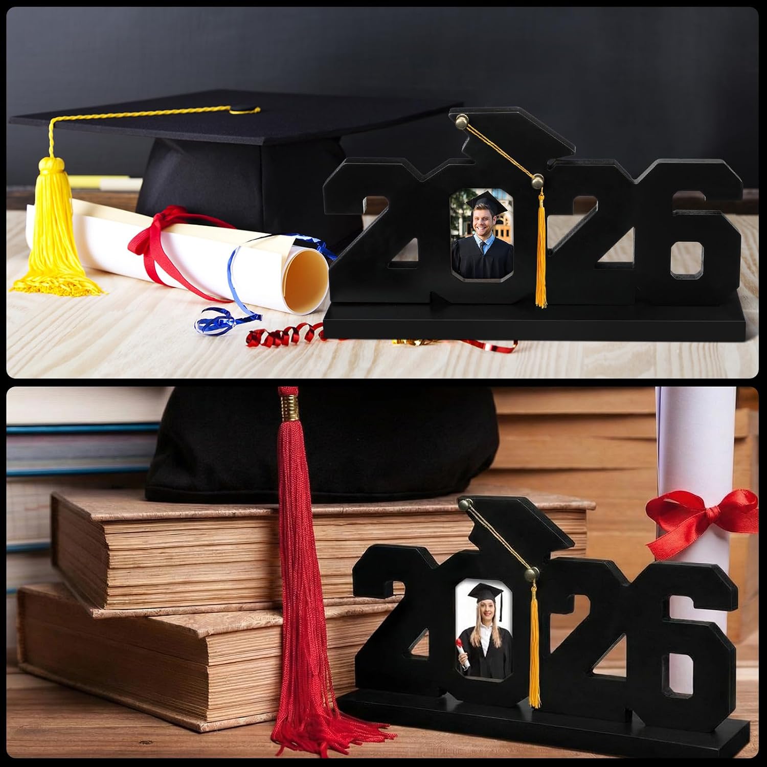 CroBlissful Graduation Photo Frame Class of 2026 Graduation Wood Picture Frame Grad Standing Photo Holder Personalized Tabletop Display Keepsake High School College Grad Gift