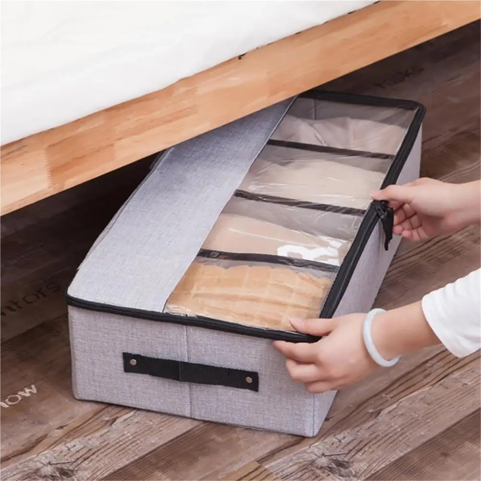 Organizzatore Di Scarpe Sotto Il Letto Organizzatore di scarpe sotto il letto Custodia porta scarpe robusta Borsa porta scarpe for armadio Per Risparmiare Spazio(Beige)