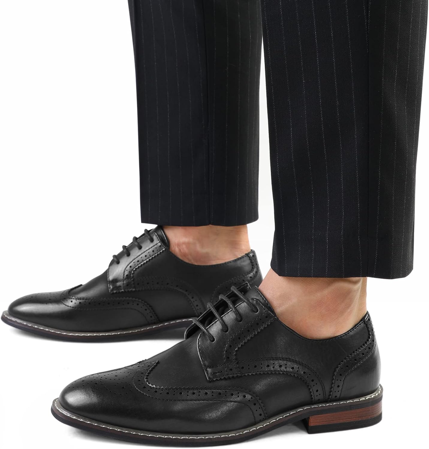 Men's Dress Shoes Formal Business Classic Lace Up Wingtip Oxford Shoes - Image 2