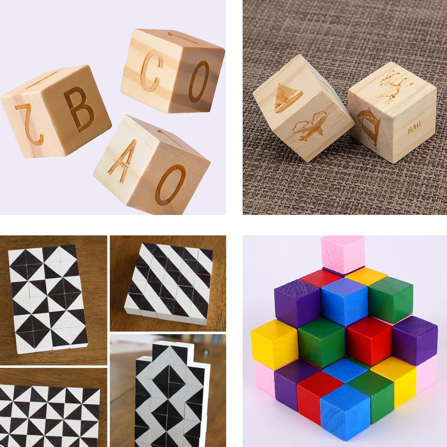 50個パック 1.58インチ 未完成木製キューブ 木製ブロック ブランクパインウッドブロック クラフト製作用