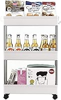 Vista 2 de Carrito de almacenamiento móvil, estantes de pie, organizador de almacenamiento deslizante, carrito utilitario con ruedas para cocina, baño