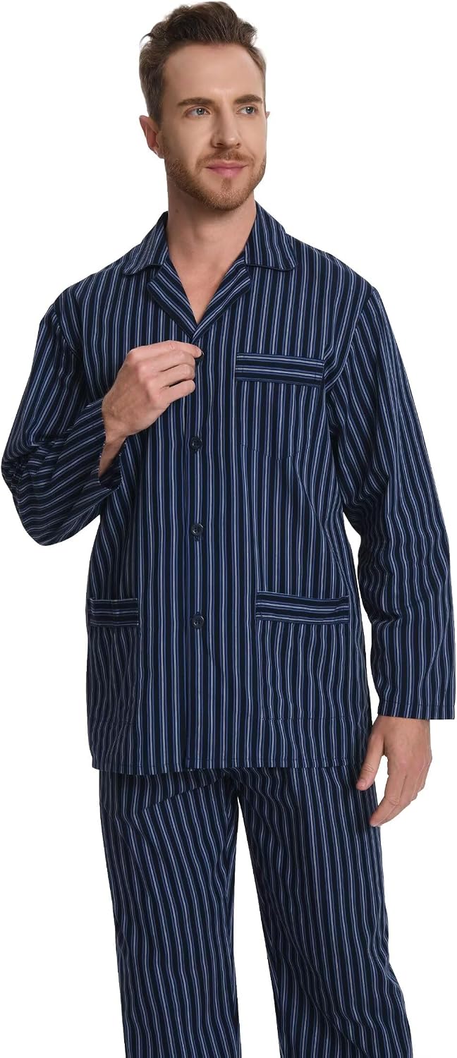 amaxer cotton pajama set for men 100% cotton pajamas soft PJS