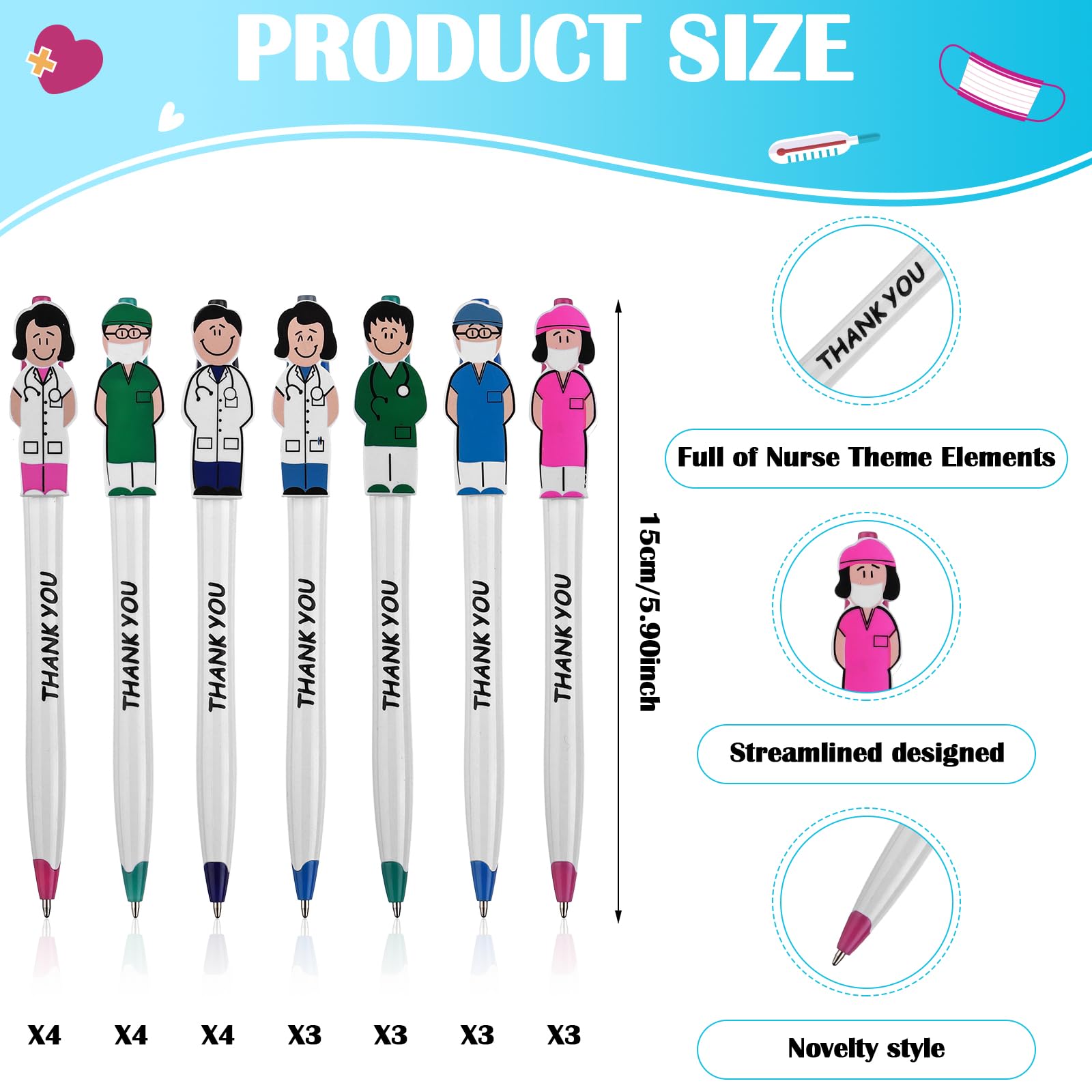 24 Sets Nurse Appreciation Gift Bulk Thank You Gifts for Nurses Inspirational Notebooks Nursing Pens Nurse Keychain Nurses Week Gifts for Medical Nursing Student Assistant Doctor Hospital Staff - Image 3