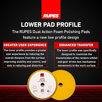 RUPES 150mm Yellow D-A Ultra-Fine Dual Action Wool Polishing Pads (Pack of 2) | Ideal for Paint Correction & Gloss Enhancement | Improves Finishing Performance | Compatible with 5 Backing Plate