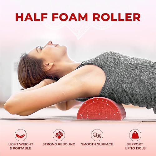 Miniatura 2 de Yes4All High Density Half Round Foam Roller Support Pain Relieved, Physical Therapy, Back, Leg and Muscle Restoration, 12", 18", 24", 36"