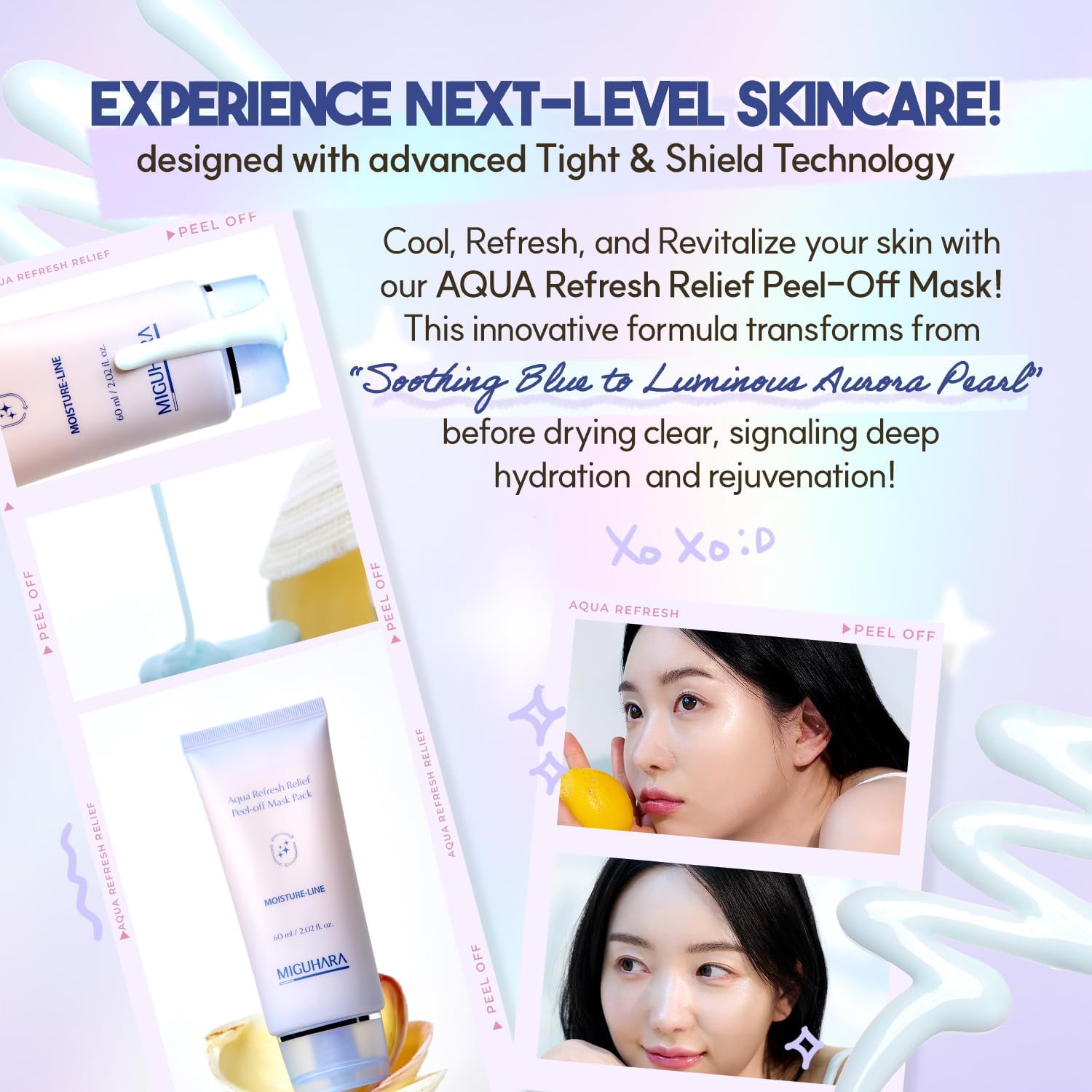 MIGUHARA Aqua Refresh Peel-Off Mask Pack, Face Mask with Lacto-PDRN, Botanical & Flower Extracts for a Fresh, Clean Feel and Smooth-Looking Skin Appearance – Korean Skincare (60ml/2.02 fl.oz.) - Image 3