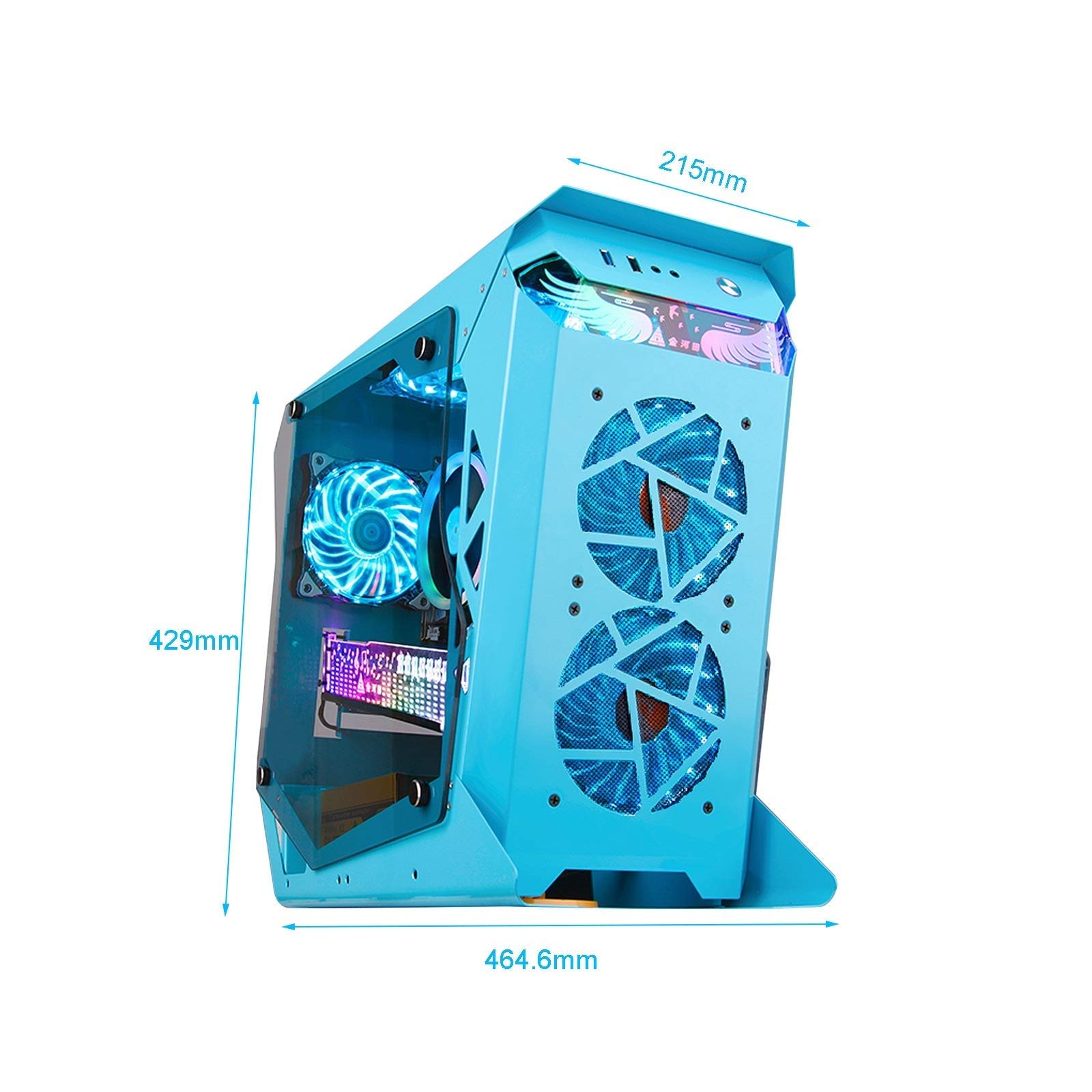 Komputerowa Obudowa, MILD-TOWER MICRO ATX/ATX Console Console Console, Struktura Stali Hartowanej Szkła, USB3.0 / USB2.0 / Port Audio, Chłodzenie Wodociągowe(Blue)