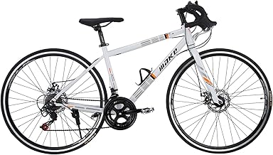 Amardeep cycles Make 700C Road Bike | 14-Speed Shimano Gears | Dual Disc Brakes | Double Wall Alloy Rims | 18-Inch Steel Frame | Unisex Sports Gear Bicycle | Easy Assembly - White