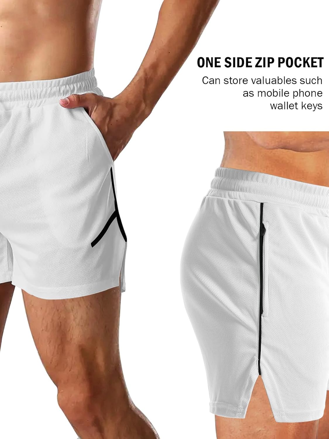 Aolesy Mens Workout Shorts with Zip Pocket 5" Lightweight Gym Running Shorts Linerless Bodybuilding Athletic Shorts - Image 5