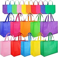 GITMIWS 20 Pack Large Non-Woven Reusable Tote Bags 15.7" Rainbow Colors for Groceries & Gifts