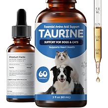 Taurine Supplement for Dogs & Cats, Pet Amino Acid Supplement for Heart Function, Muscle & Metabolic Support, Daily Nutrition for Pets, Liquid Taurine Drops, 2 fl oz 60 mL