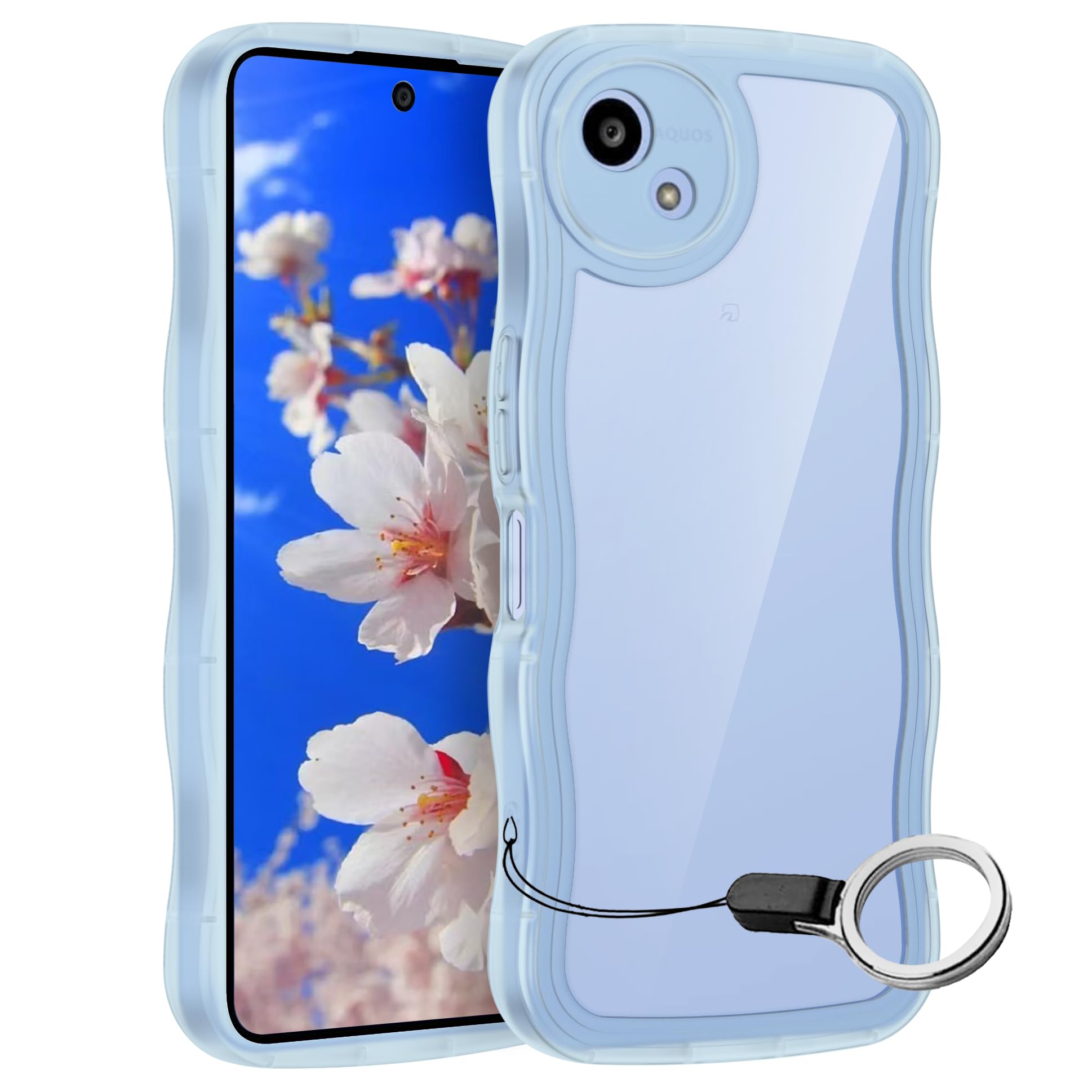 Amazon.co.jp: AQUOS Wish4用ケースクリア ブルーリング付き アクオス
