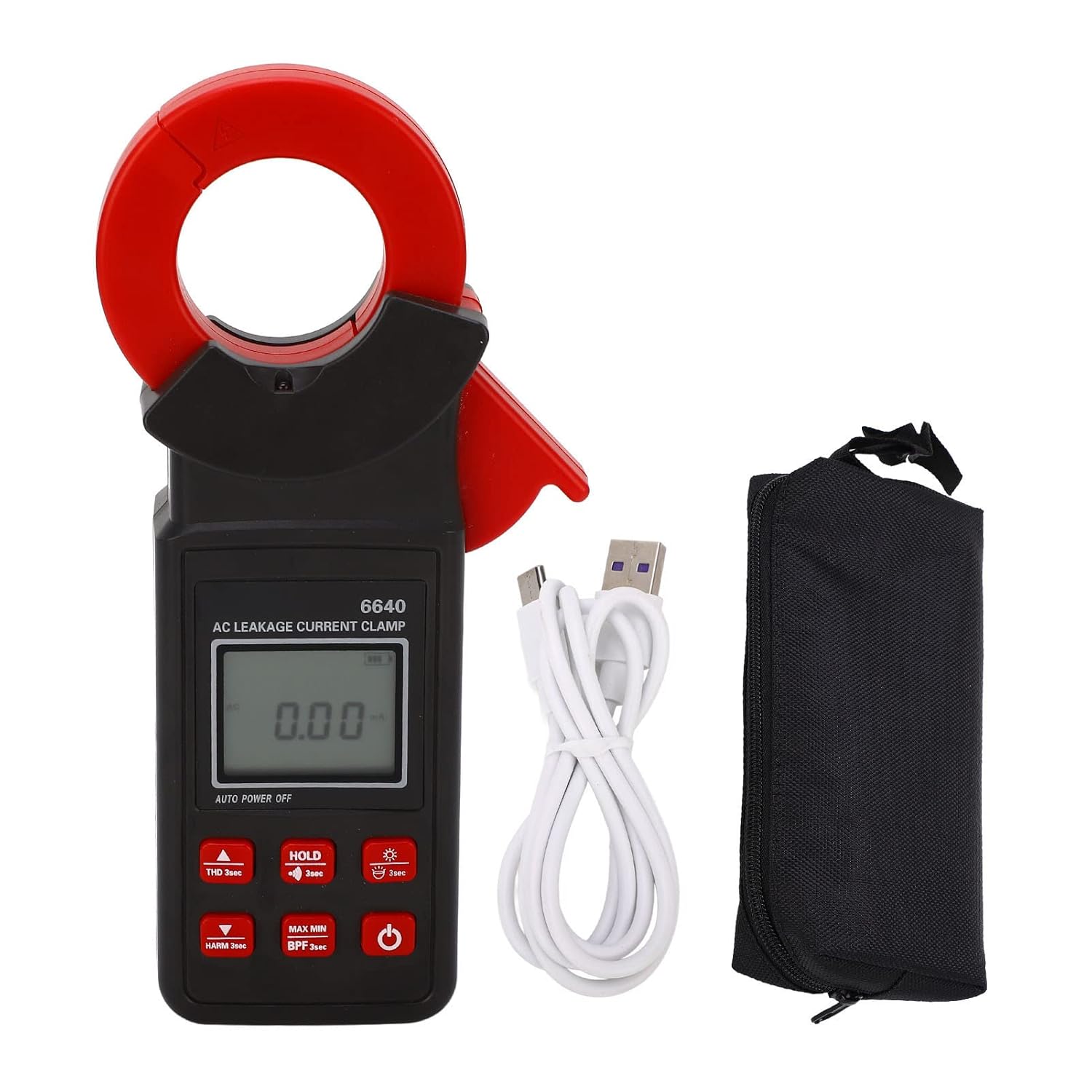 ETCR6640 Clamp Current Meter, ABS Backlit AC Leakage Current Clamp Tester, Anti Interference Current Tester Clamp Meter for Electricians