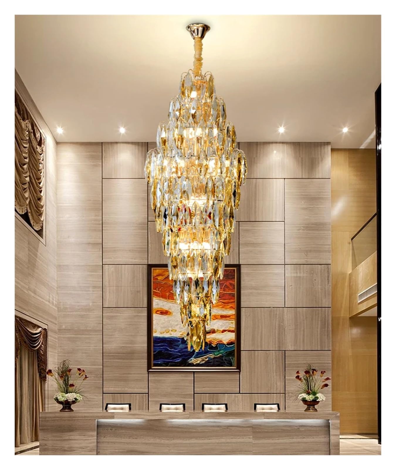 LYMSXAZOU Crystal Chandelier Pendant Light, Modern Stainless Steel & K9 Design, Luxury Lighting Fixture for Home Decor