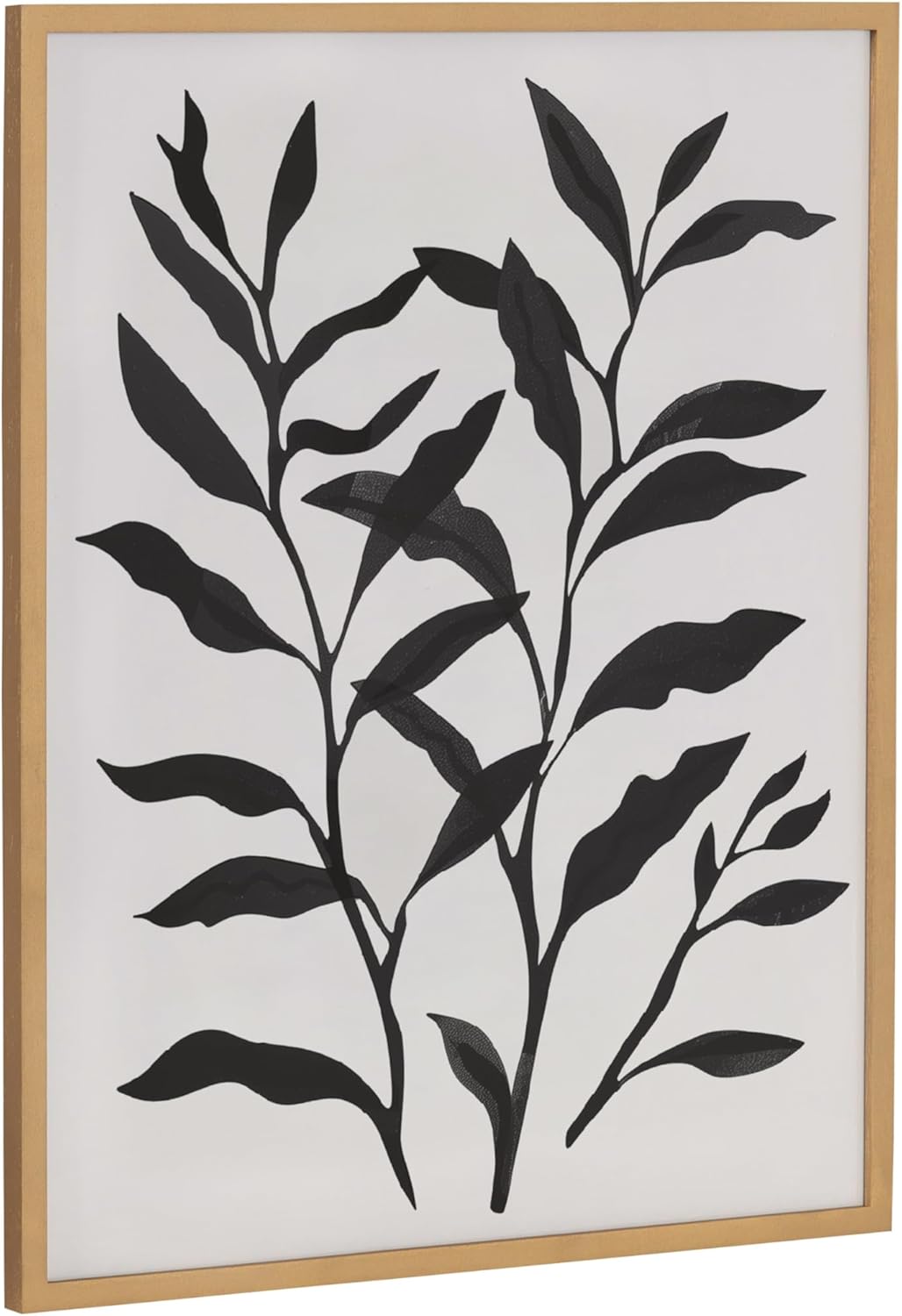 Kate and Laurel Modern Botanical Matisse Inspired Silhouette Framed Wall Art by The Creative Bunch Studio, 12x16 Gold, Black and White Floral Art for Wall