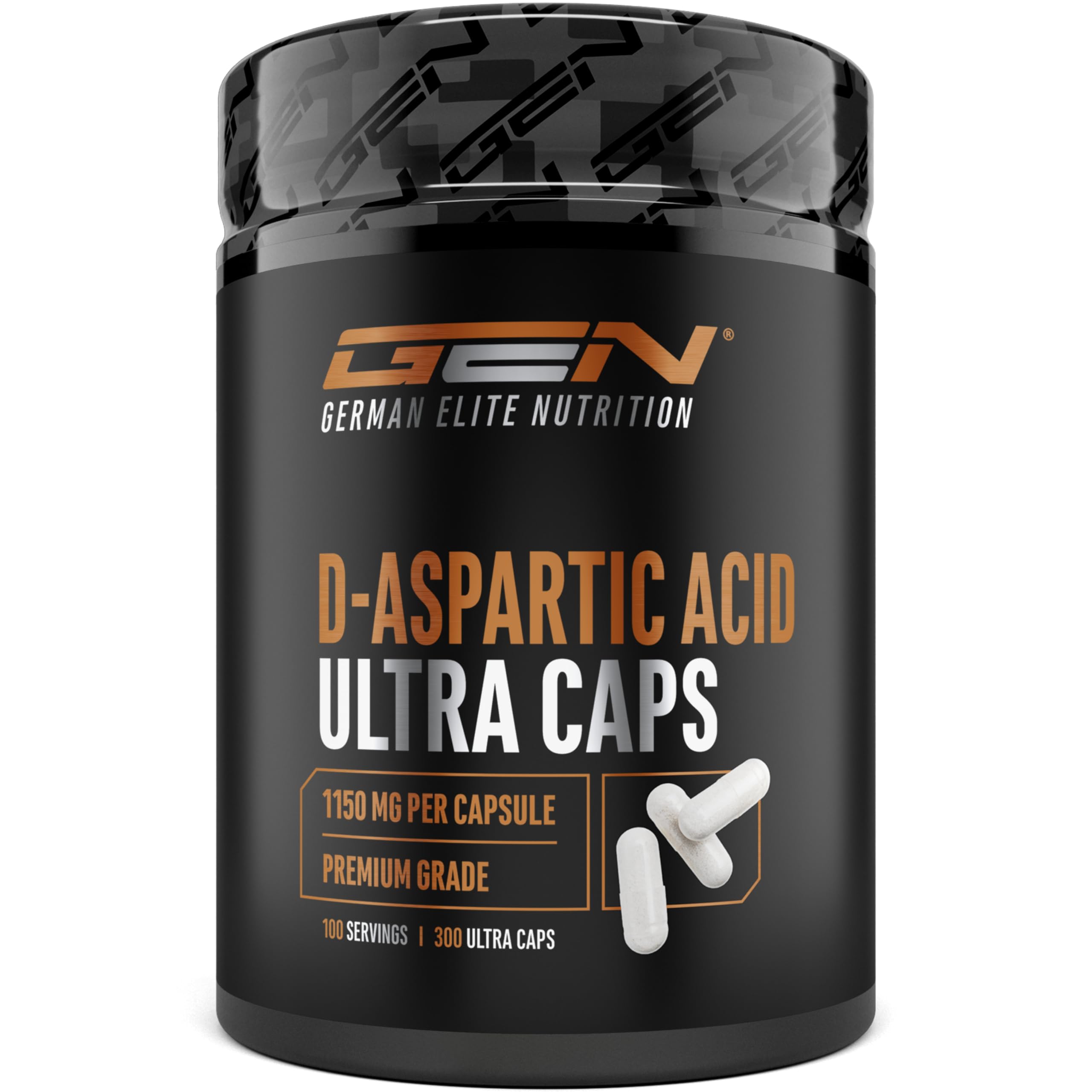 D-Aspartico DAA Ultra Caps - 300 capsule con 1150 mg ad alto dosaggio per capsula - D-Aspartic Acid - Senza additivi indesiderati