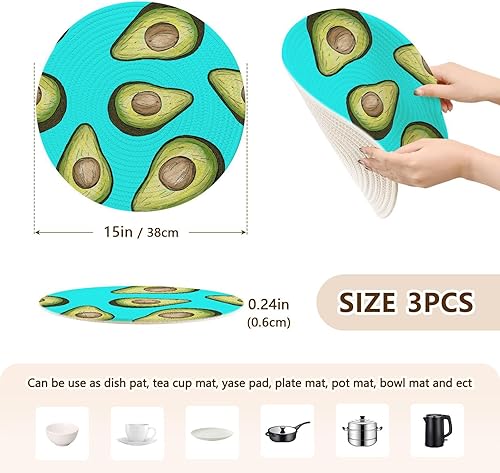 Miniatura 2 de Avocado Hot Pot Holders Pot Holder Trivet Mats for Hot Dishes Heat Resistant Pad for Microwave Stove Halloween Decor Modern Farmhouse Decor 3 Pcs