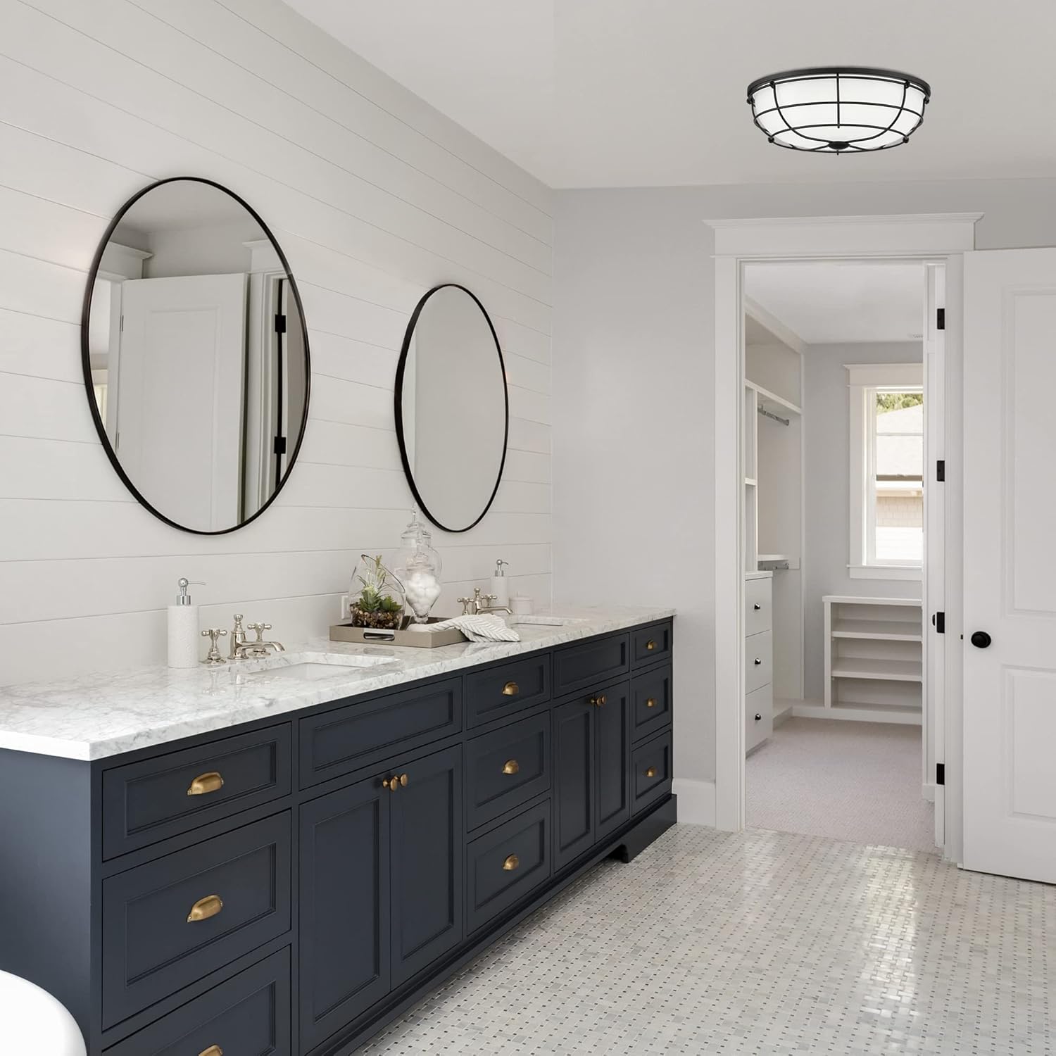 DESIGNERS FOUNTAIN LED Flush Mount Ceiling Light, 16 Inch Fixture for Kitchen, Bedroom, and Hallway, 3000K 4000K 5000K, 2000 Lumens, Matte Black, EV1558C3-43