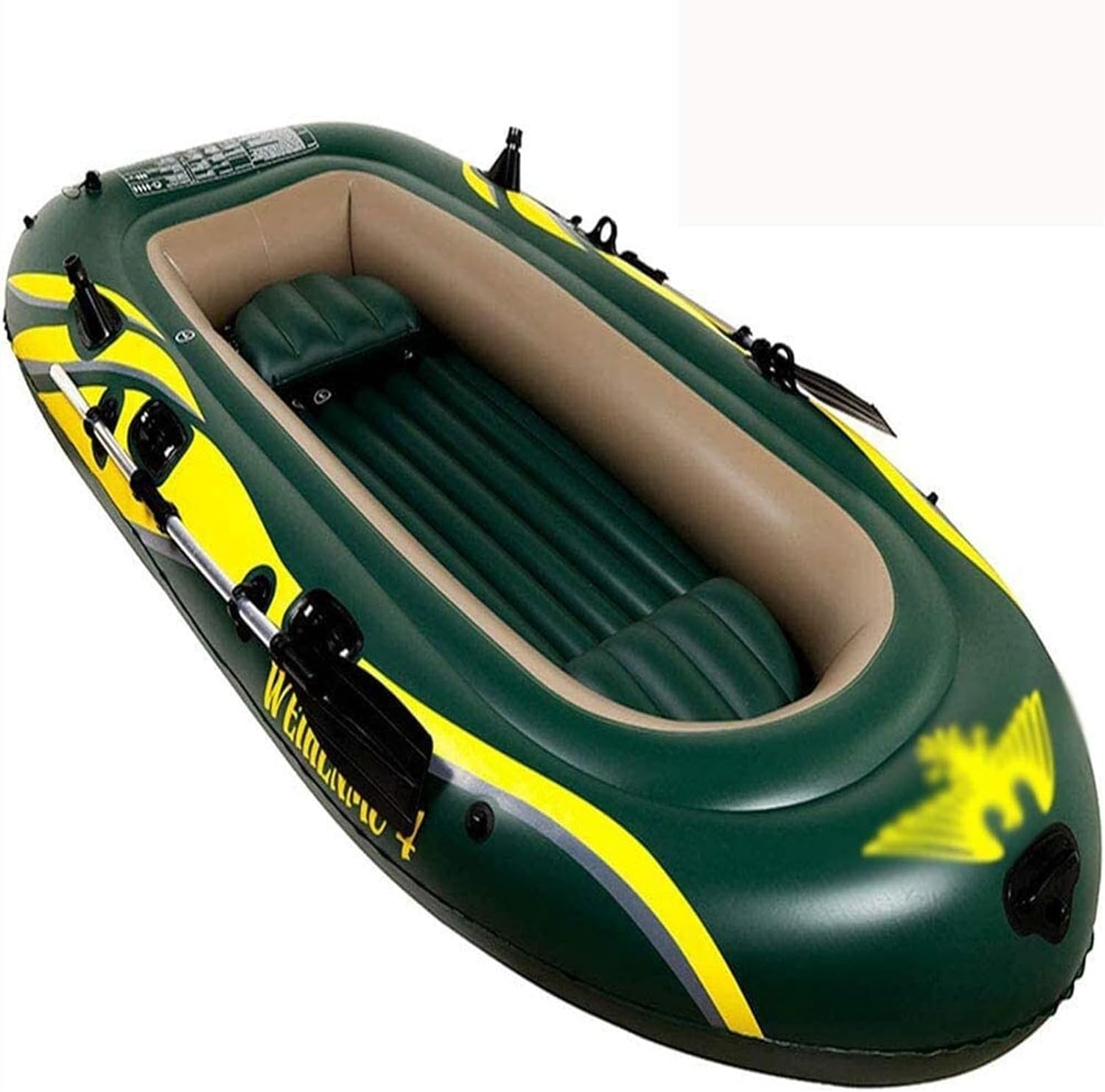 Adult Fishing with Inflatable Boat, River with Inflatable Rubber Boat Wave Boat Rubber Boat