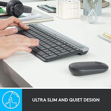 Logitech MK470 Slim Wireless Combo Compact Keyboard and Mouse - Graphite