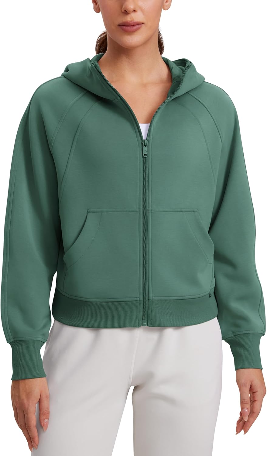 CRZ YOGA Womens SoftAura Full Zip Up Hoodie Workout Casual Hooded Sweatshirt Long Sleeve Athletic Jacket