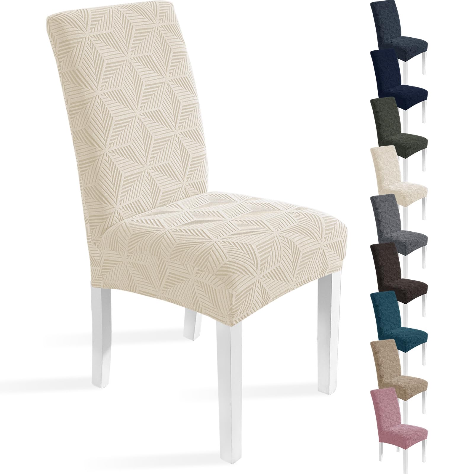 Ystyle Coprisedie con Schienale 4 Pezzi, Coprisedie Elasticizzato, Copri Sedie Soggiorno Cucina, Universali Fodera Sedia Antigraffio Gatto, Moderno Antimacchia Copertura Sedia, Beige