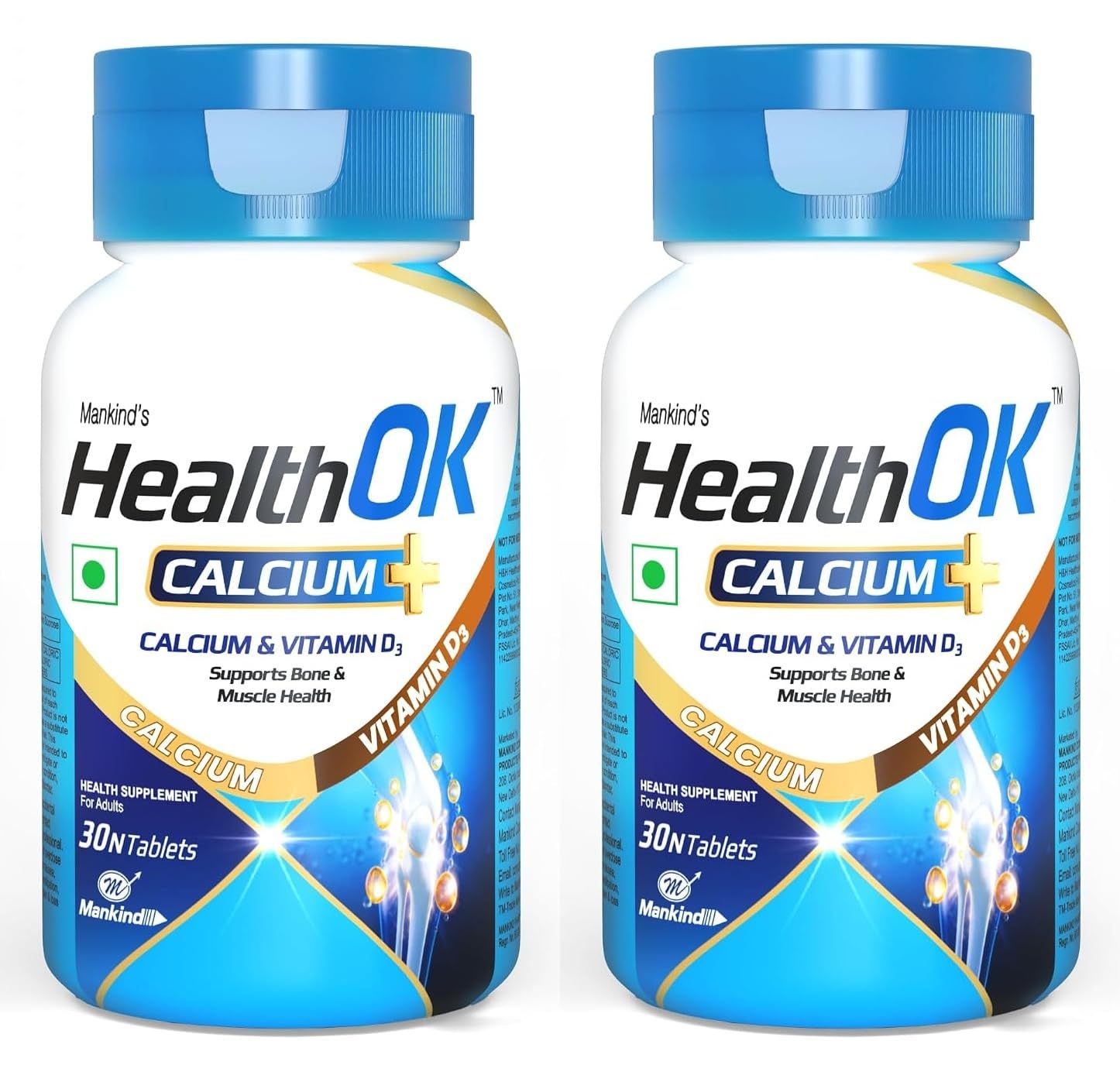 Mankind Health OK Calcium Tablets with Vitamin D3 - Advanced Bone Density, Joint Mobility & Muscle Strength Support Formula - 30 Tablets Pack x Pack of 2-image-21