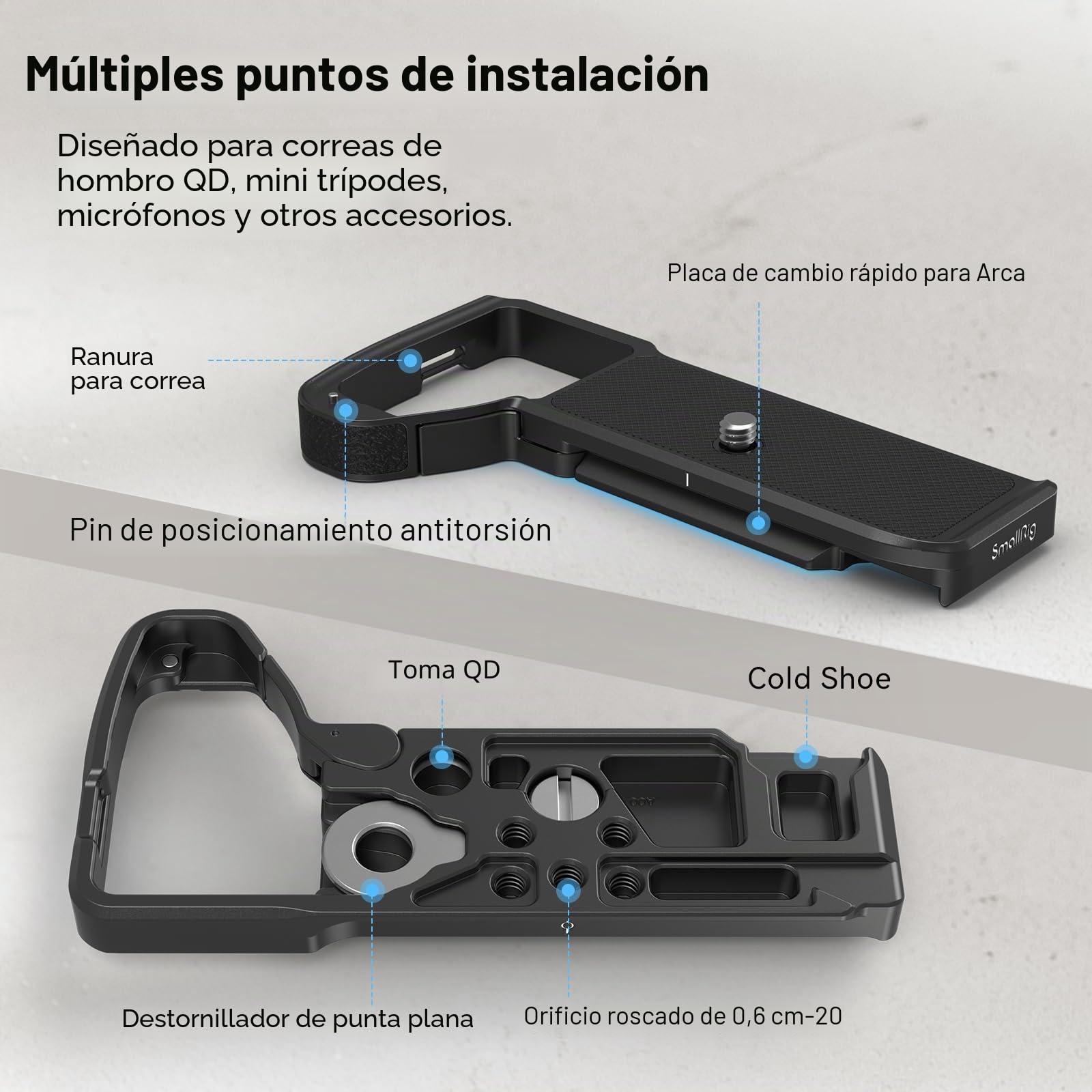 SMALLRIG Placa Base para Sony A7V/A7R V/A7 IV, con Placa de Liberación Rápida para Arca Cambio Rápido Entre Trípode y Estabilizador (para dji RS 2/RSC 2/RS 3 Pro) - 3666B