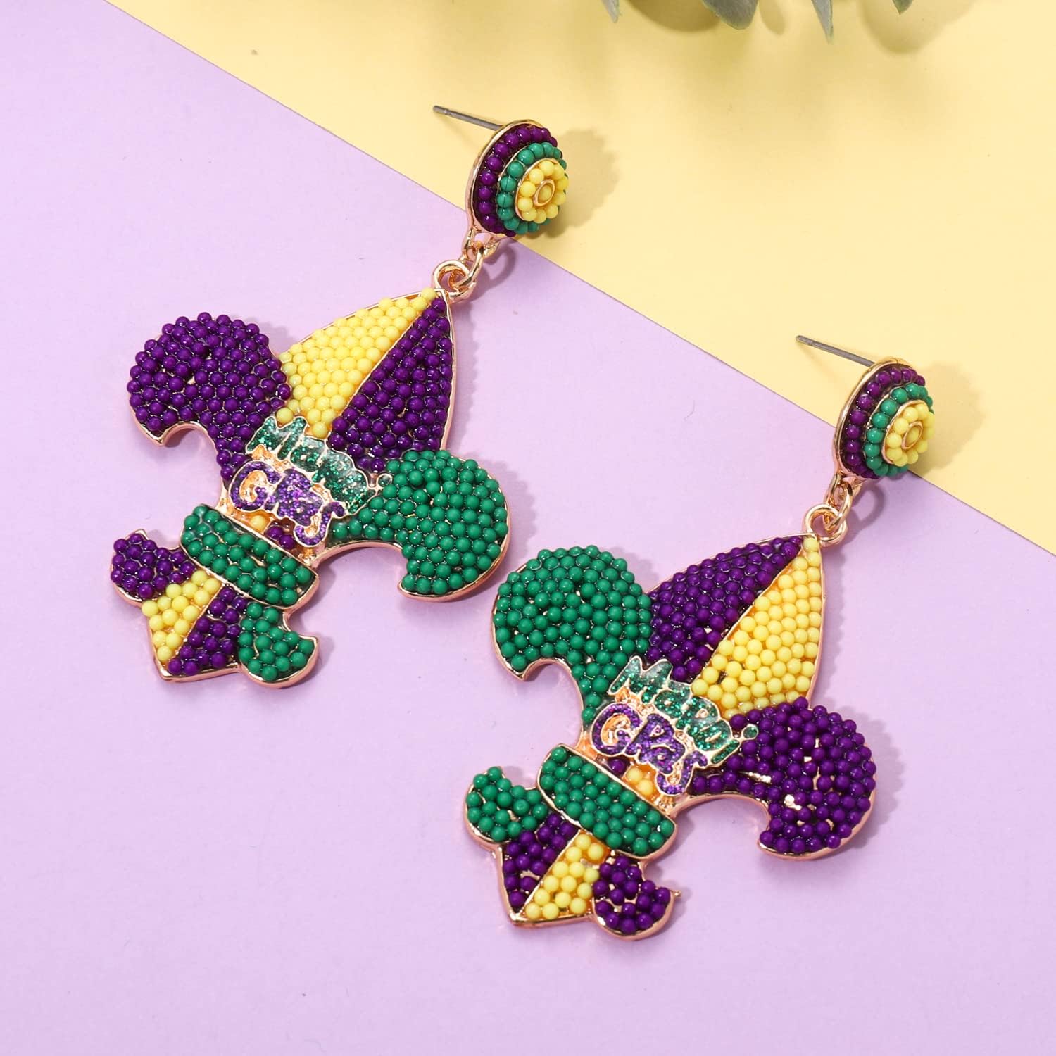 Mardi Gras Earrings Beaded Fleur De Lis Mask Earrings for Women, Letter MARDI GRAS Earrings Carnival Earrings for Fat Tuesday Celebration, Mardi Gras Accessory Gifts - Image 8