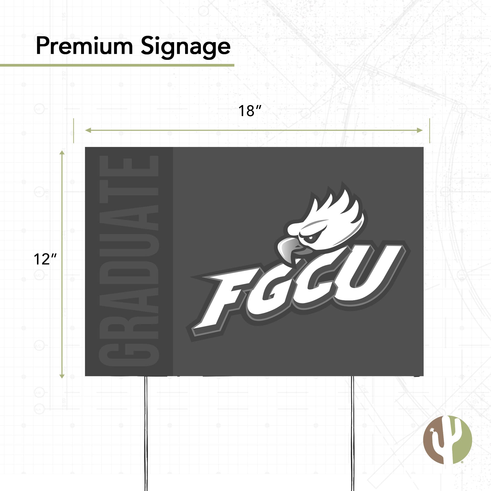 Desert Cactus Florida Gulf Coast University Eagles 12x18