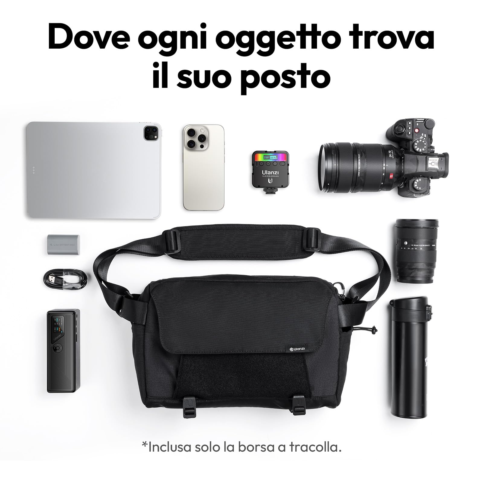 ULANZI BP11 Borsa a tracolla per fotocamera DSLR/SLR con attacco per treppiede, unisex, Borsa per macchina fotografica leggera e impermeabile, compatibile con fotocamere Sony, Canon, Fujifilm