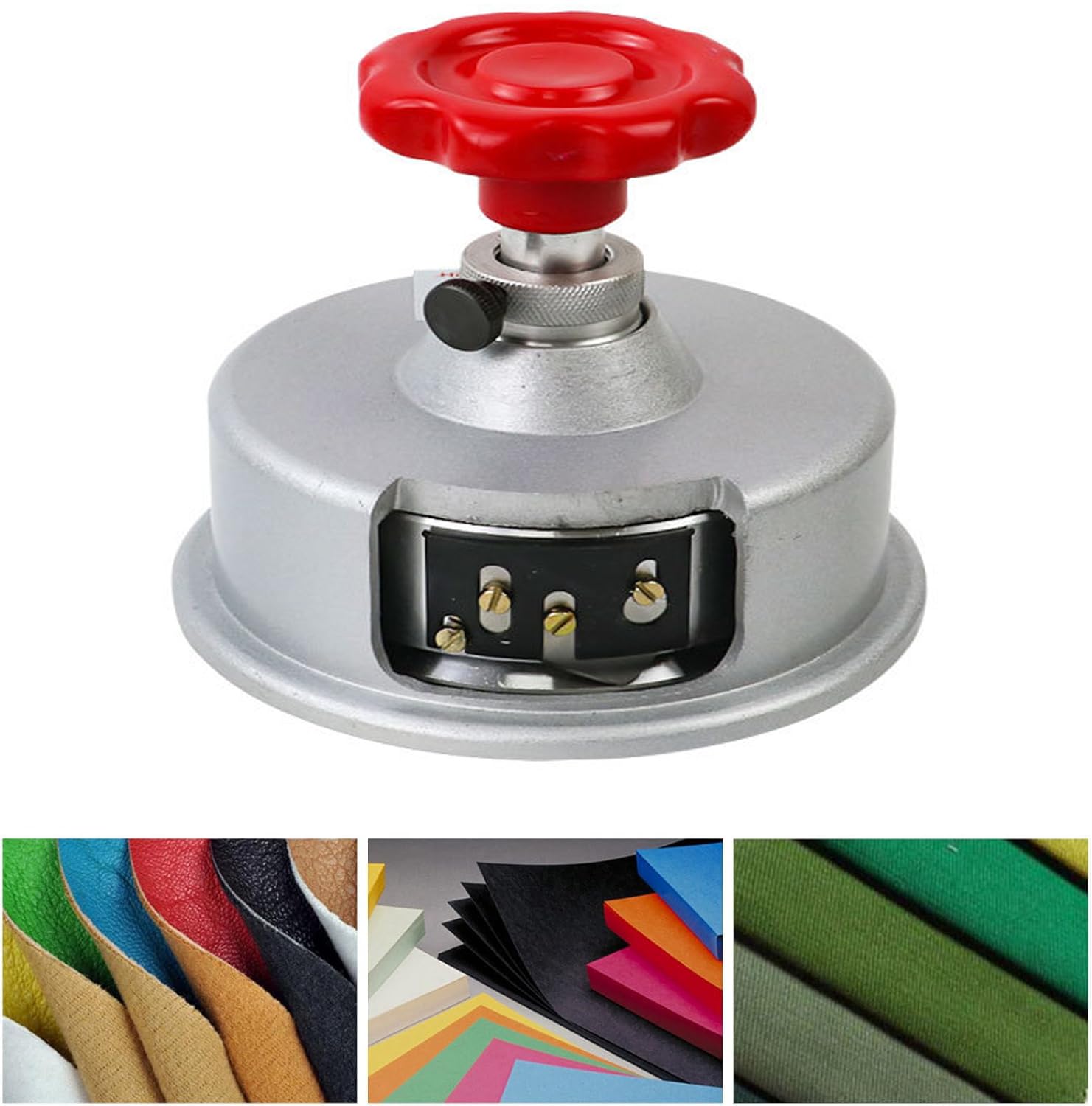 Coupe-échantillons de tissu de haute précision, outil de découpe textile et moquette, surface de coupe de 100 cm², diamètre du cercle de 112 mm, profondeur réglable de 0 à 2 mm pour échantillonnage du