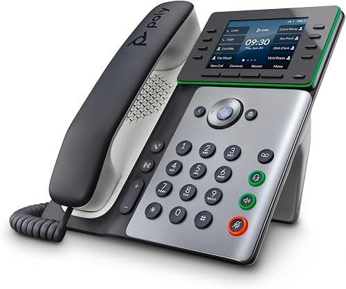 Plantronics Poly Edge E350 IP Desk Phones (+ Polycom) Easy to Install with Included Wi-Fi 8-line Keys Supporting up to 32 Lines - Integrated Bluetooth for Mobile Phone and Headset Pairing