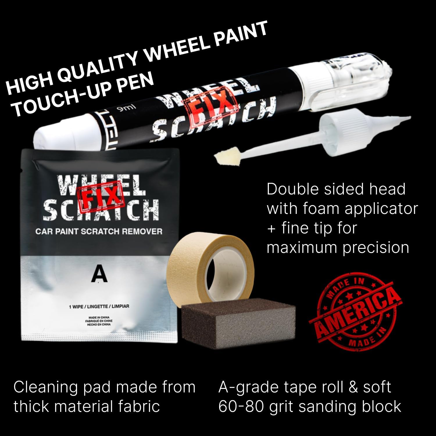 Wheel Scratch Fix® Anthracite Rim Touch Up Paint, Wheel Scratch Repair Kit, Alloy Curb Rash Kit, Rims Touch Up Pen, Universal Wheel Paint, DIY Alloy Rim Repair (Anthracite)