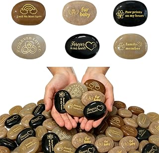 30 Pcs 1.97 Inches Pet Memorial Stone for Garden, Dog Memorial Gifts for Loss of Dog Sympathy Gift, Rainbow Bridge Remembrance Stone, Dog Grave Markers Outdoor, Bereavement Gift for Cat Passing Away