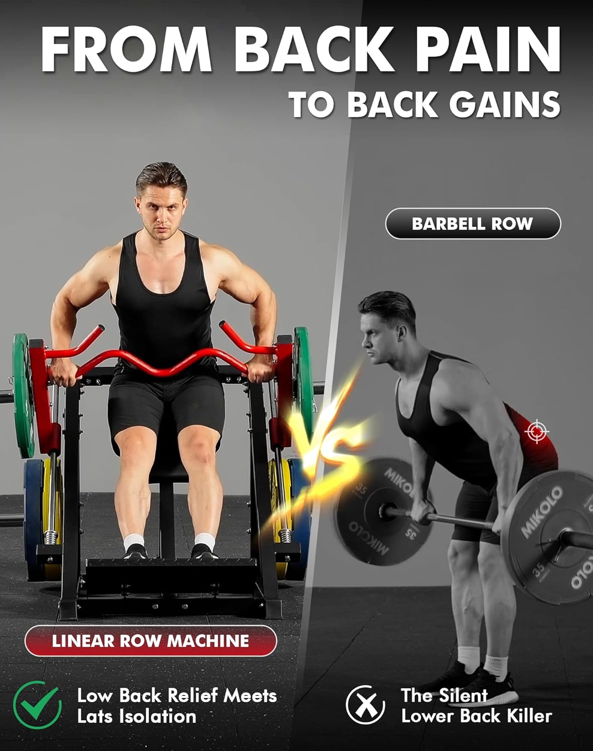 Mikolo Linear Row Machine, Back Workout Machine For Home Gym...