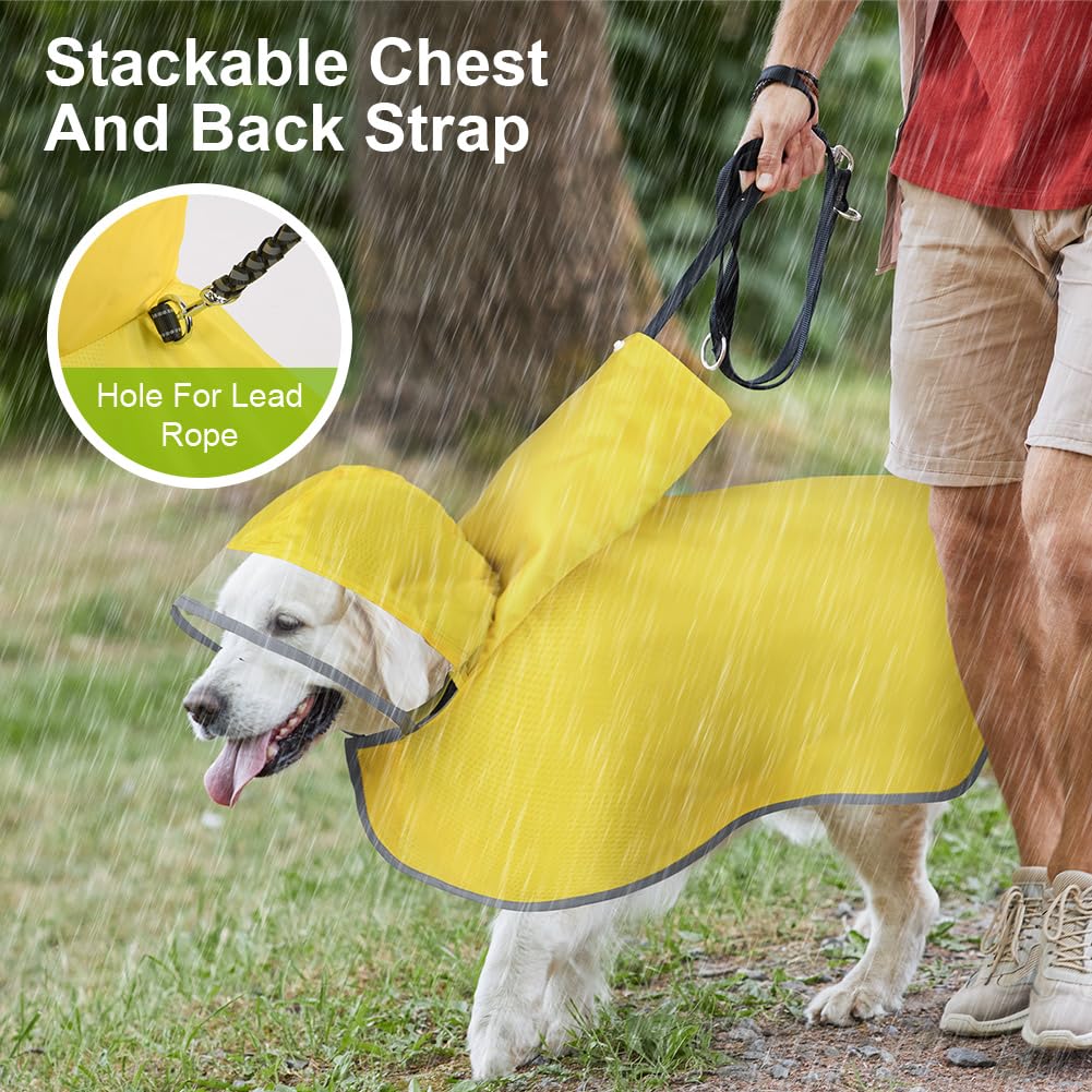 Impermeabile Cane Adiwo Giallo - Poncho Riflettente Con Cappuccio Trasparente Taglia L - Foto 9