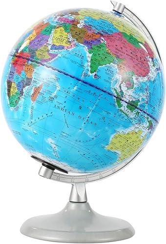 Miniatura 2 de Globo del mundo de los 7.9 in con la luz de la noche, globo geográfico educativo de pie con las ubicaciones de la ciudad de los límites