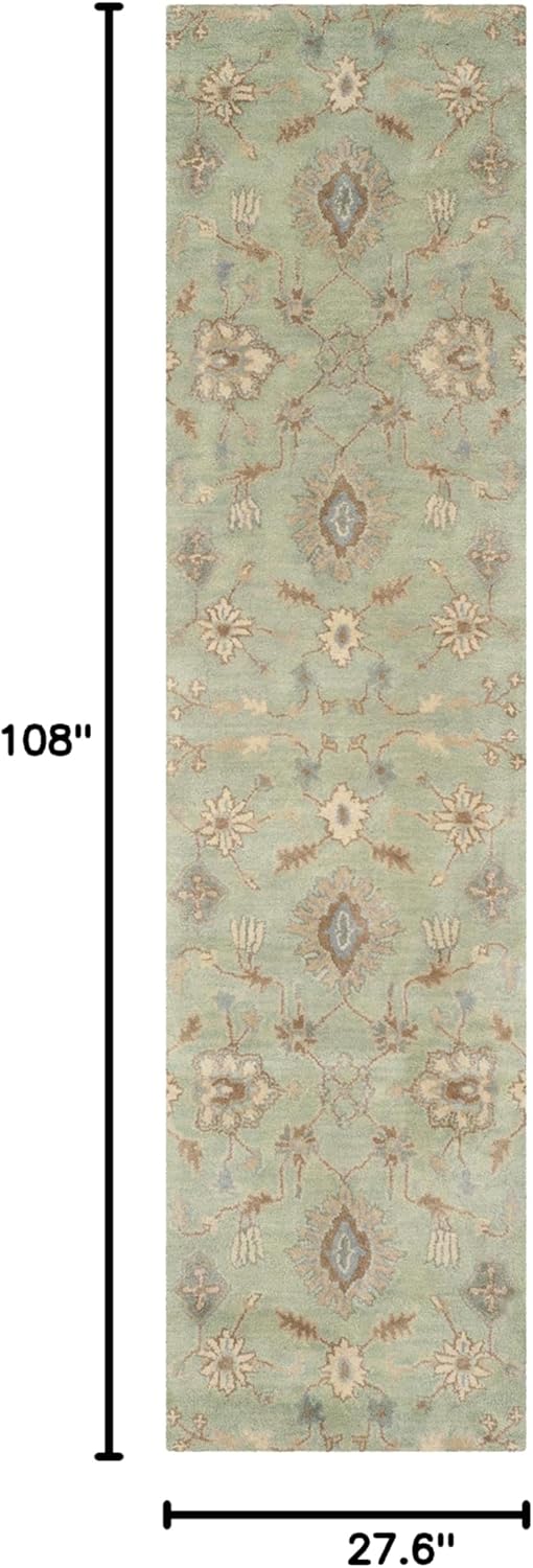 SAFAVIEH Wyndham Collection Runner Rug - 2'3" x 9', Light Green, Handmade Modern Wool, Ideal for High Traffic Areas in Living Room, Bedroom (WYD202A)
