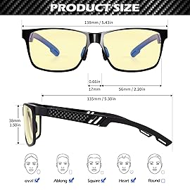 ANYLUV Blue Light Blocking Glasses Men Computer Gaming Glasses Lightweight Al-Mg Metal Anti Eyestrain Eye Protection