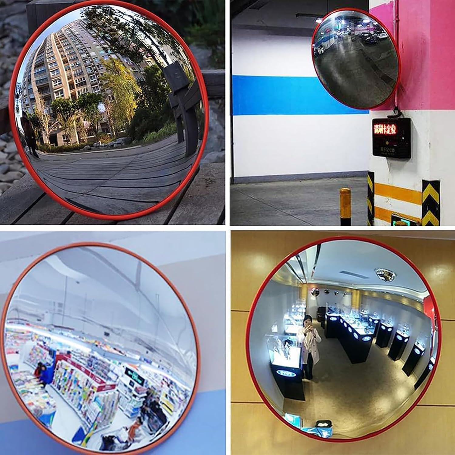 Espejo Convexo de Seguridad Vial para Puntos Ciegos, Espejo de Seguridad Vial, 60 cm, Gran Angular de 130 Grados, para Garaje, Taller, Oficina y almacén.