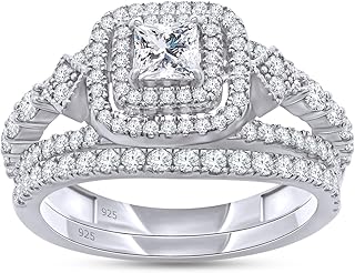 Double Double Halo Engagement Ring Set