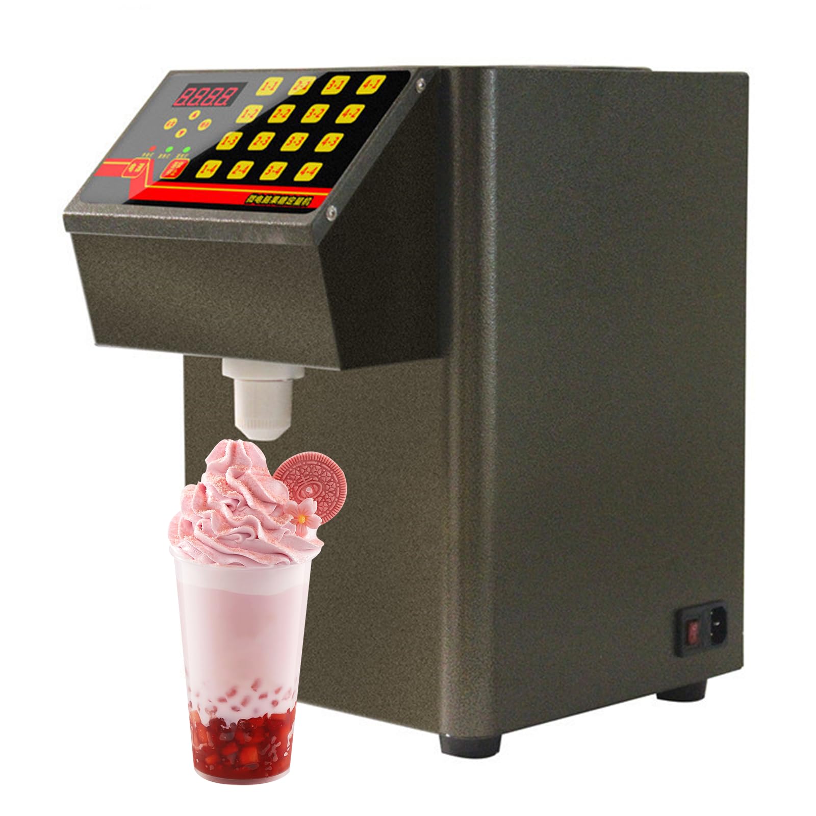 PEIXEN Distributeur de Poudre de Fruits 500 W, Distributeur de Sucre de Fruits de 8 litres, Distributeur de sirop de Sucre, doseur de Confiture, 16 réglages de Groupe, pour magasins de thé au Lait