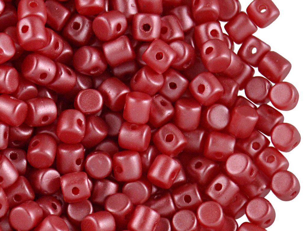 MINOS PAR PUCA BEADS0.18oz (5g) Minos Par Puca Beads, Pastel Dark Coral Red, Czech Glass