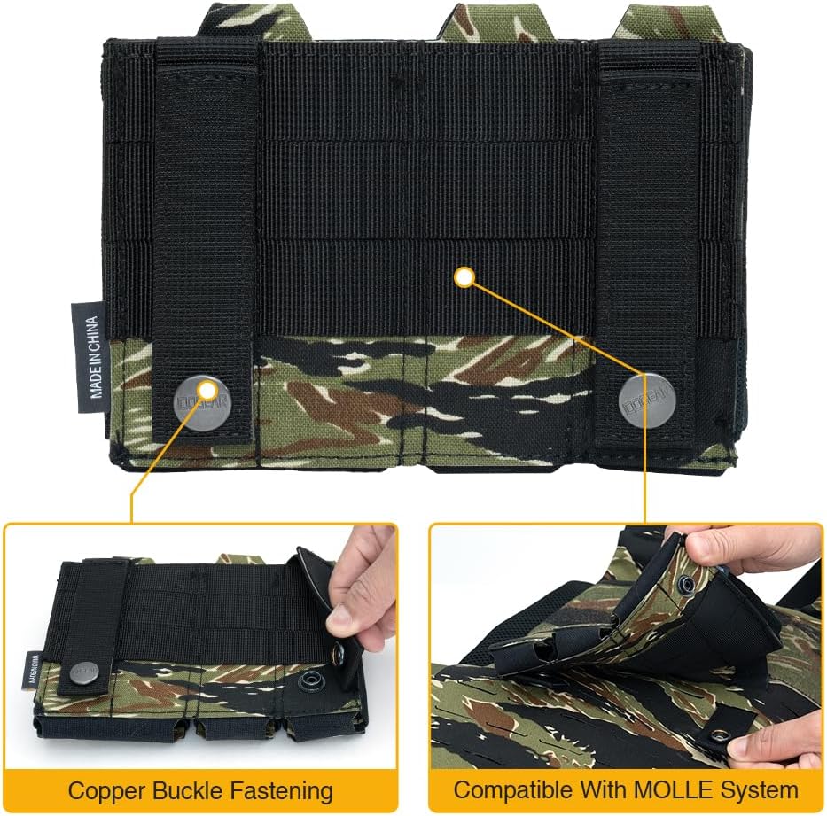 IDOGEAR Tactical 5.56mm Rifle Mag Pouch and Double 9mm Pistol Magazine Pouch Set with Open Top Quick Release and MOLLE Compatible - Image 4