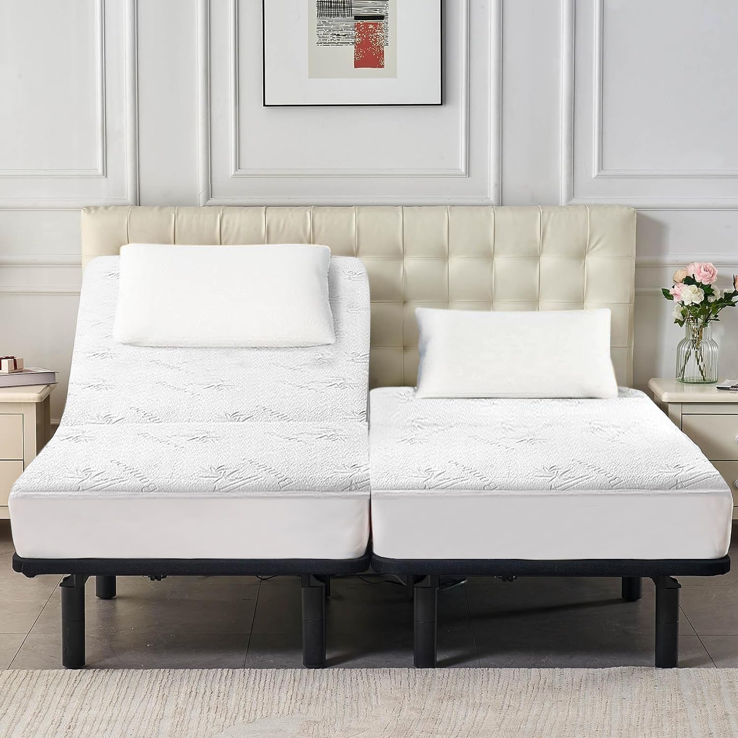 Lysam Mattress Protector Split King, Cooling Bed Mattress Cover Waterproof, 39"x 80" Bed Cover 2 Pack Noiseless & Soft, Deep Pocket Mattress Pad Cooling for Baby Pregnant Women Older