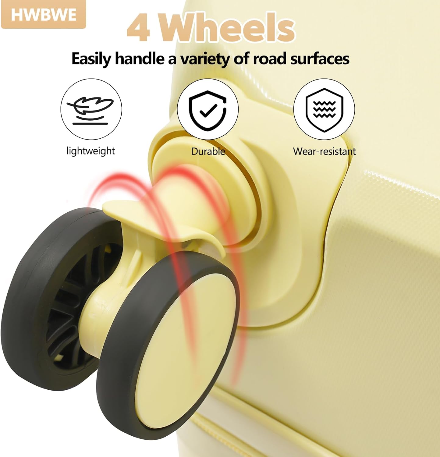 24 Inch Checked Luggage with Cup Phone Holder and Side Hooks Travel Suitcase with Spinner Wheels, for International Tourism, Business Trips, Vacations (Light Yellow)