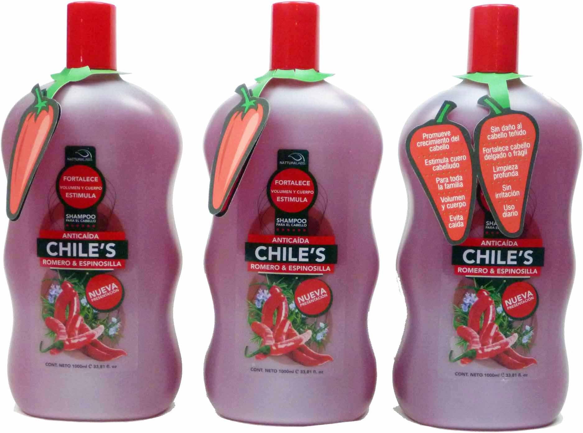 Redbreak 3 X Natturalabs Chili Rosemary Shampoo/Anticaida Chile's Romero & Espinosilla 16.9oz