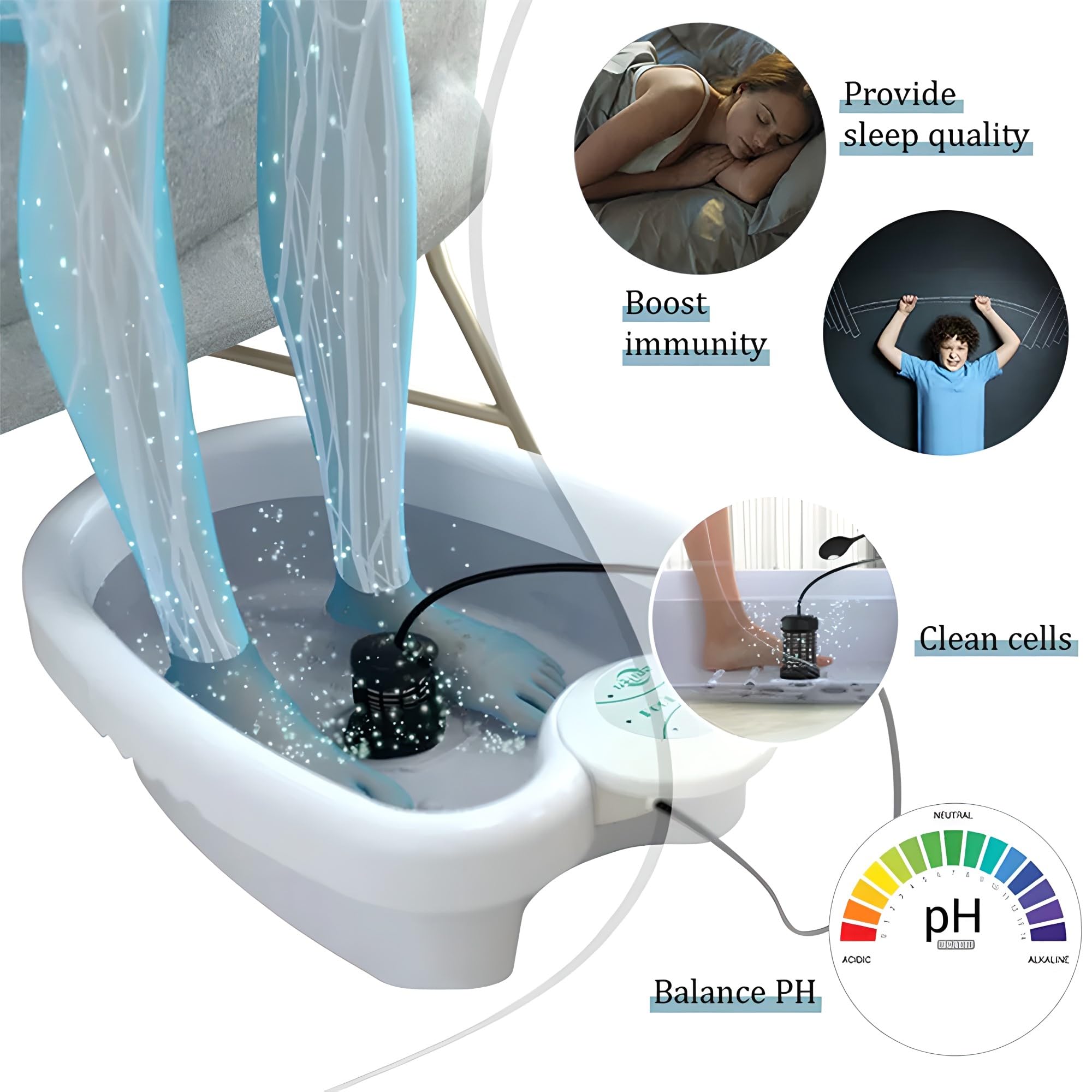 Máquina de baño de pies iónico para el hogar, desintoxicación y limpieza con palangana para un cuerpo relajado y aliviado
