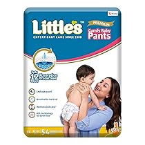 Little’s Comfy Baby Pants- Premium, 12 Hours Absorption, Wetness Indicator, Cotton Soft, X-Large, 54 Count